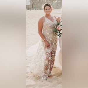 Dress the Population Sydney v Neck Pink Floral Size XL